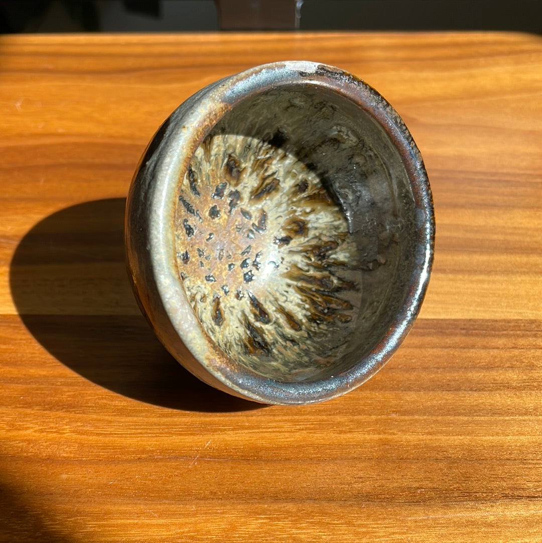 Grey, dark green & brown small bowl - unknown local artist
