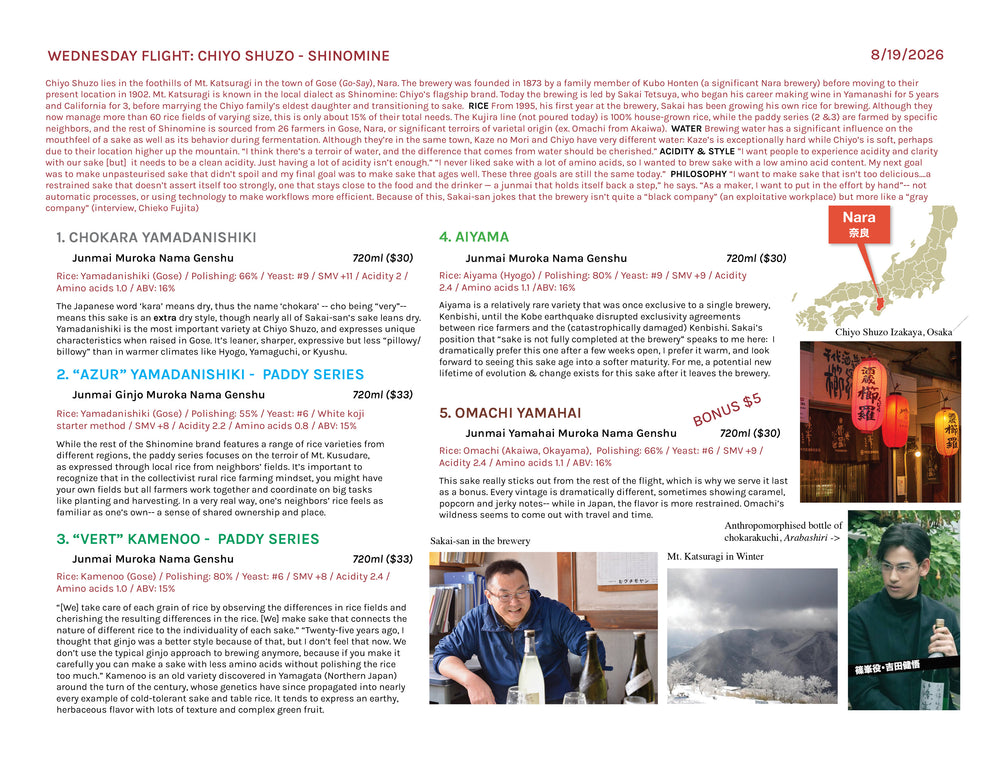 Wednesday Flight: Chiyo Shuzo - Shinomine — the printed sheet