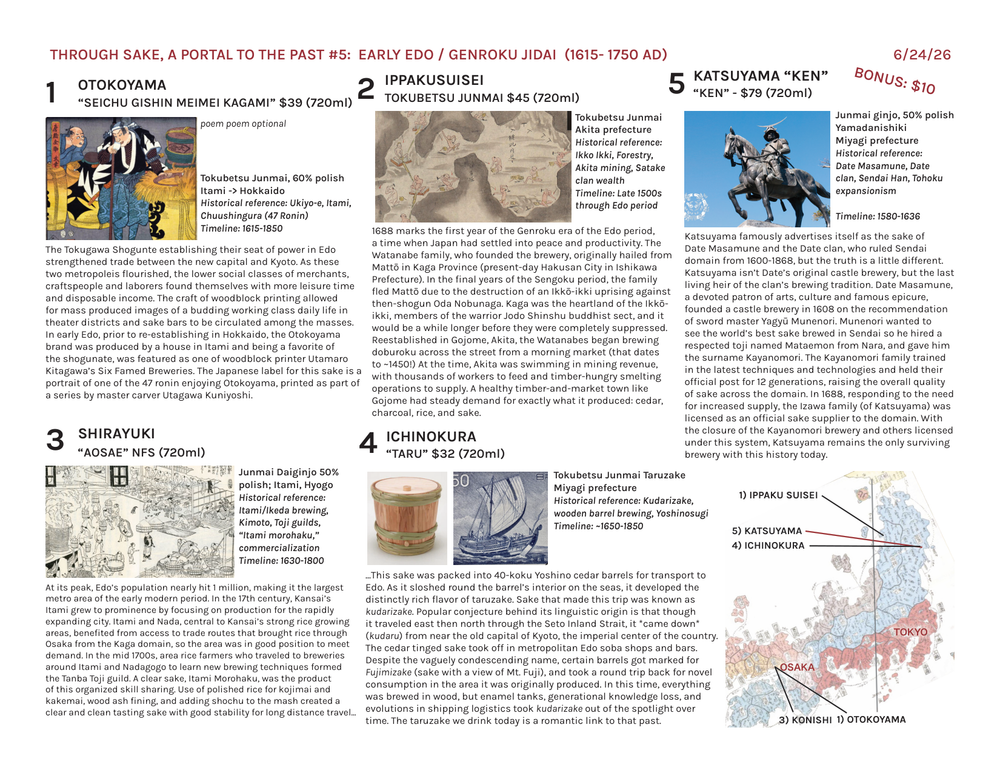 Through Sake, a Portal to the Past #5: Early Edo / Genroku Jidai (1615- 1750 AD) — the printed sheet