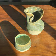 Load image into Gallery viewer, (Portland made) Porcelain solo set with aqua green glaze &amp; folded tokkuri
