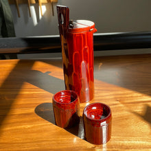 Load image into Gallery viewer, Celebratory lacquered gold and red bamboo set: 1 tokkuri and 2 ochoko
