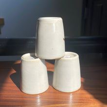 Load image into Gallery viewer, Set of 3 vintage ivory Mashiko-ware ochoko with flower detail
