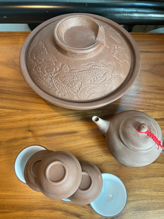 Dragon-patterned gong-fu set (6 cups)