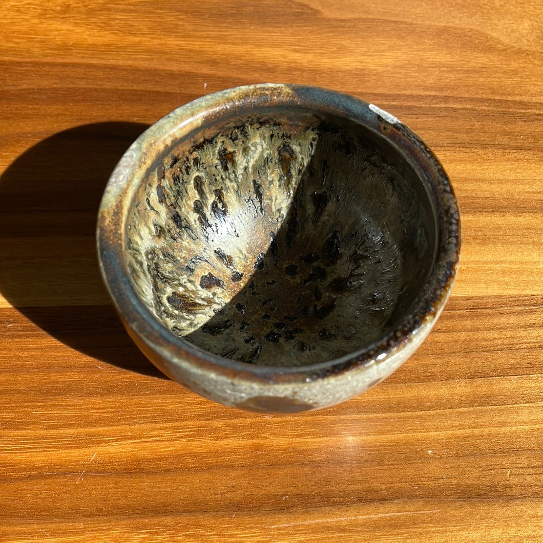 Grey, dark green & brown small bowl - unknown local artist