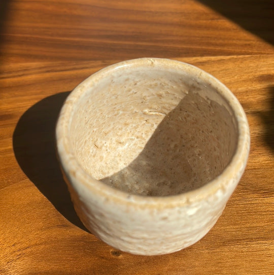 Vintage ivory-pink Hagi-yaki ochoko