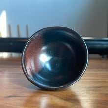 Load image into Gallery viewer, Vintage black sakazuki with red lip detail

