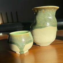 Load image into Gallery viewer, (Portland made) Porcelain solo set with aqua green glaze &amp; folded tokkuri
