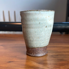 Load image into Gallery viewer, Oregon Artist: sage glaze, chocolate brown clay tall guinomi
