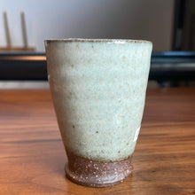 Load image into Gallery viewer, Oregon Artist: sage glaze, chocolate brown clay tall guinomi
