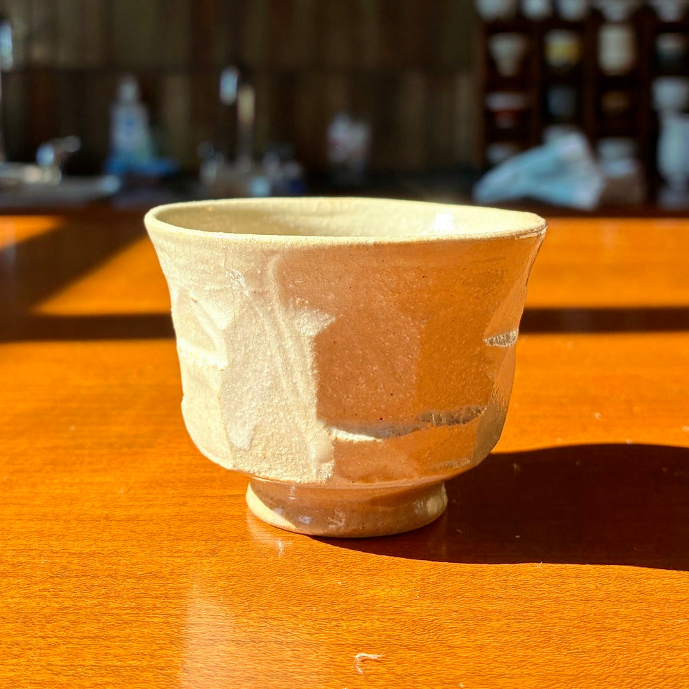 Choppy geometric carved ochoko, Japan vintage