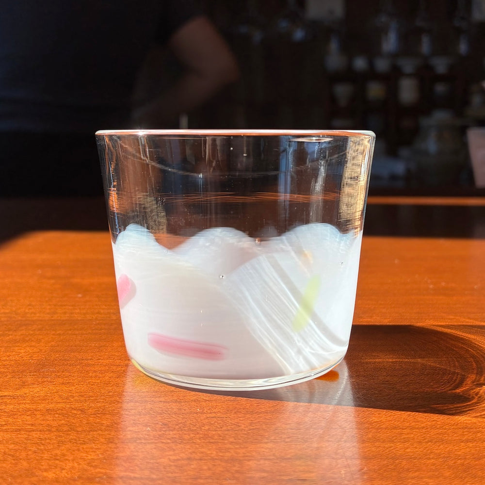Simpson's Donut sprinkles hand-blown glass cup, Toyama Glass Studio