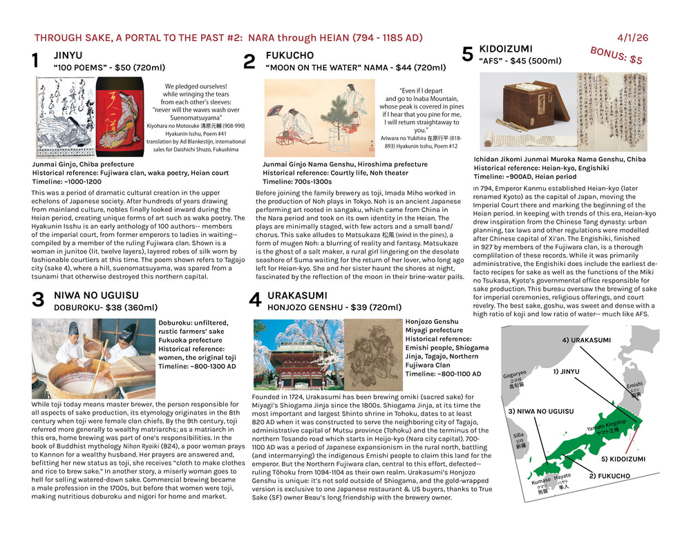 Through Sake, a Portal to the Past #2: Nara through Heian (794 - 1185 AD) — the printed sheet